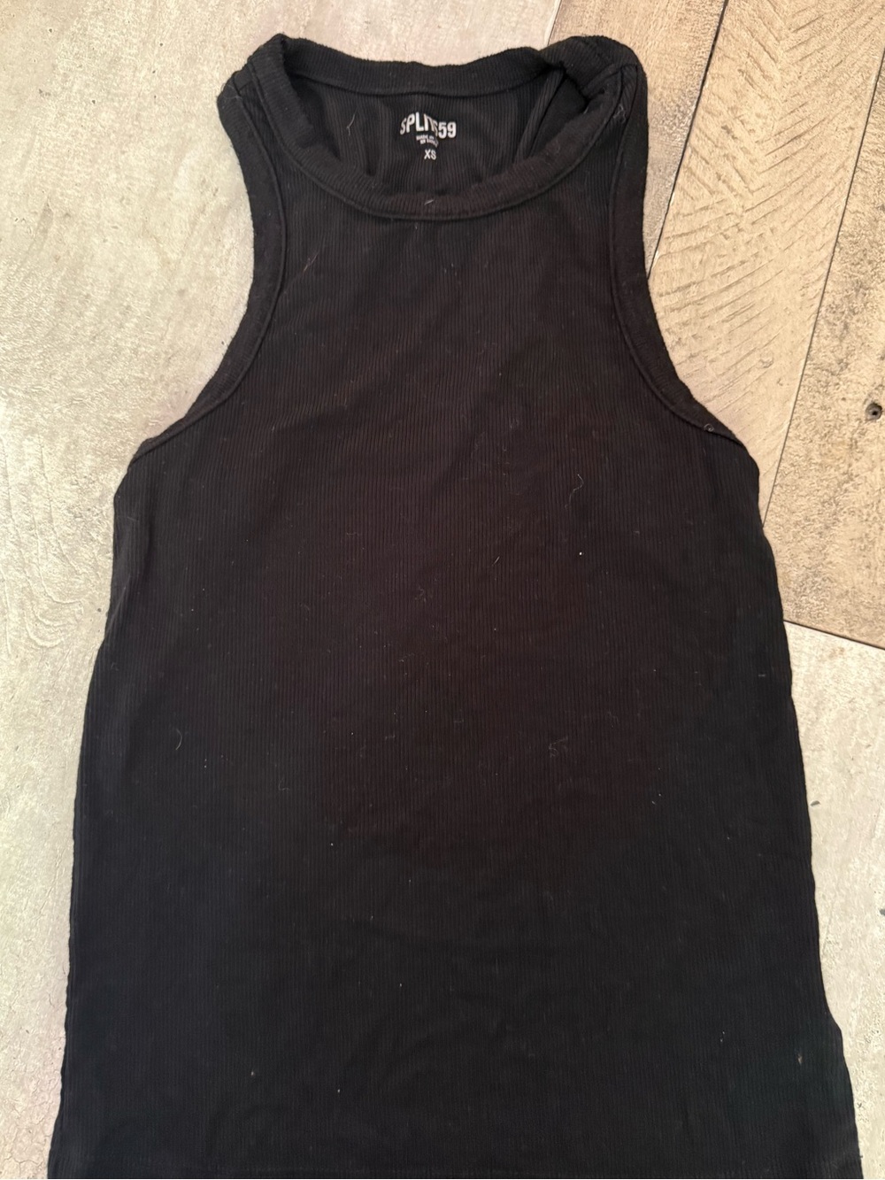 Splits59 Black Ribbed Crewneck Tank